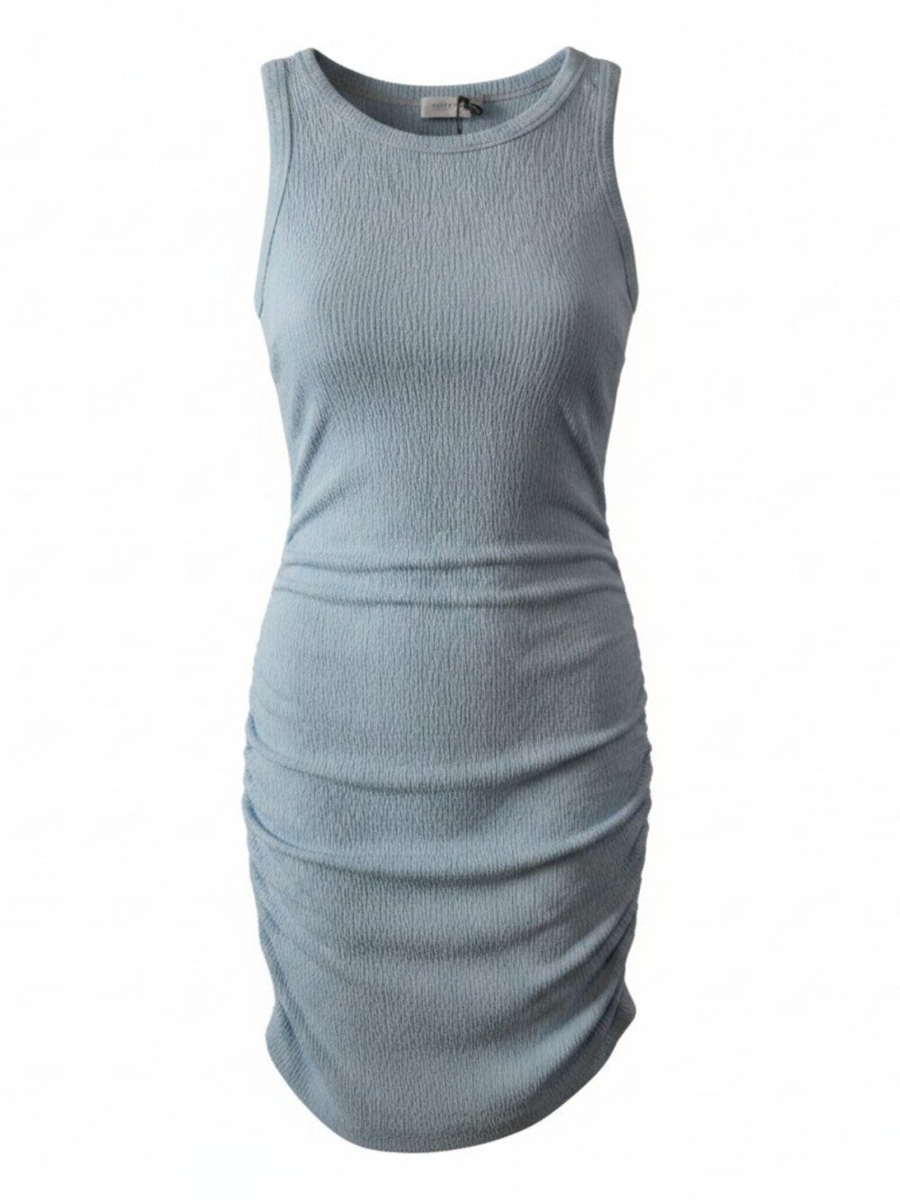Michael Stars Women’s S Sleeveless Crinkle Knit Ruched Midi Dress Blue NWT